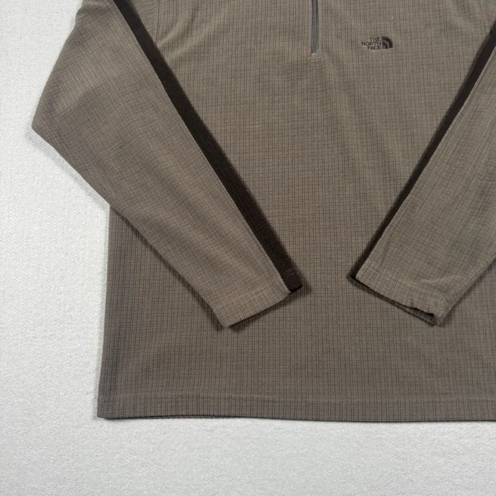The North Face TKA 100 Fleece Pullover Mens Medium Grey 1/4 Zip Grid Textured